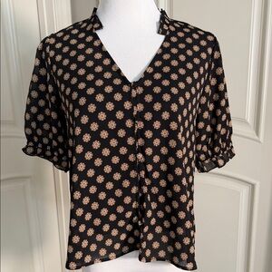 Sanctuary Black and Tan Patterned Women's Top